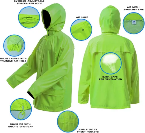 Vista 2 de Rizzon Chaqueta de traje de lluvia para hombres y mujeres, impermeable, ligero, equipo de lluvia para exteriores, granja, pesca, motocicleta