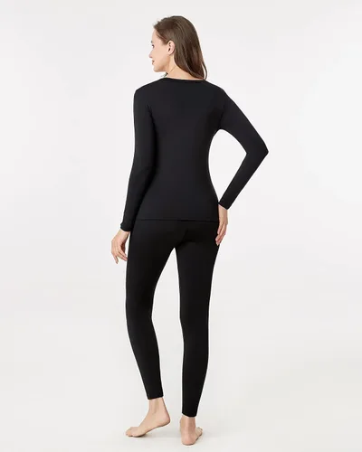 Vista 3 de LAPASA Conjunto de ropa interior térmica para mujer, con forro polar, parte superior e inferior, capa base suave, ligera, mediapesada, L17, L41L44