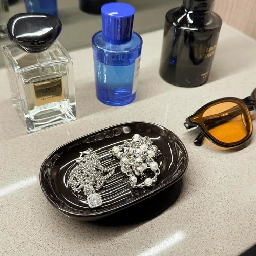 Vista 6 de Jabonera, Jabonera de Cerámica con Patrón de Mármol para Ducha, Bandeja Ahorradora de Jabón para Baño, Fregadero de Cocina y Tocador, Soporte Negro