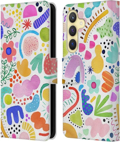 Vista 272 de Head Case Designs Officially Licensed Ninola Brushstrokes Black Summer Patterns Leather Wallet Case Compatible with Samsung Galaxy A07 4G