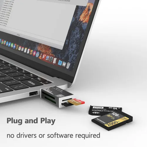 Vista 5 de Lector de tarjetas micro SD, lector de tarjetas SD 4 en 1 a adaptador USB, lector de tarjetas de memoria para MS Duo/Pro, tarjeta M2, SDXC, SDHC