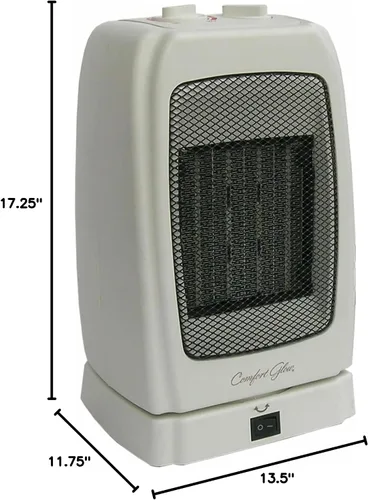 Vista 5 de Comfort Glow CEH255 Horno de seguridad de cerámica oscilante, longitud: 4.63 pulgadas, ancho: 5.75 pulgadas, altura: 10.5 pulgadas, gris
