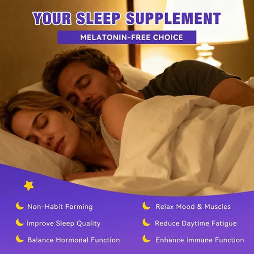 Vista 4 de Gomitas para dormir sin melatonina para adultos con magnesio, raíz de valeriana, 5-HTP y mezcla de hierbas, suplementos naturales para ayudar al