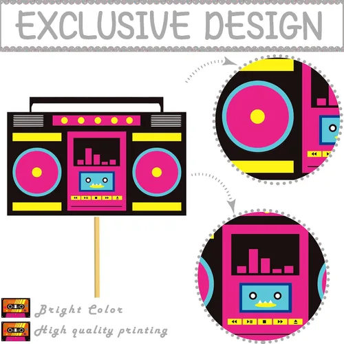 Vista 4 de Cinta de casete para decoración de mesa de fiesta, decoración de fiesta Boombox, decoración de fiesta de radio Boom Box Cut 1980, cinta de cassette