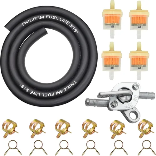 Vista 12 de Tnisesm Manguera de línea de combustible de gas 1/4 con abrazaderas, válvula y kit de filtros