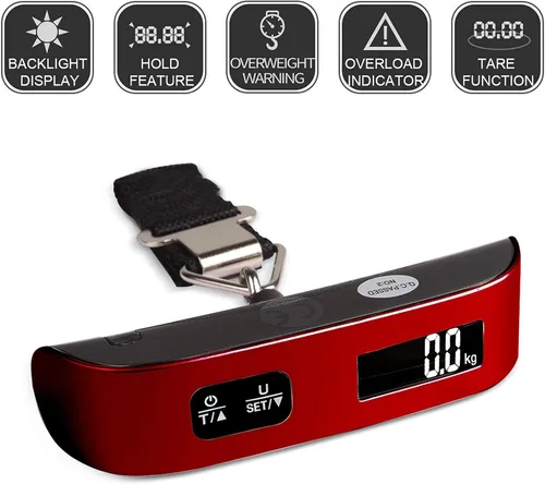 Vista 2 de travel inspira Báscula de equipaje, báscula digital portátil de equipaje para viajes, báscula de peso de maleta con pintura de goma, sensor