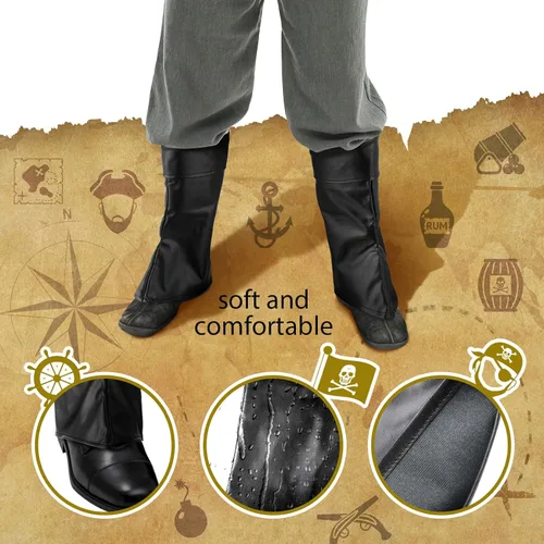 Vista 4 de Zhanmai 2 Pairs Faux Leather Costume Boots Covers Pirate Boots Accessories Renaissance Halloween Pirate Costume Medieval Boots Covers