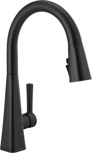 Vista 15 de Delta Lenta - Grifo de cocina dorado cepillado con rociador extraíble, moderno grifo de fregadero de cocina de un solo agujero, mango único, oro Oro