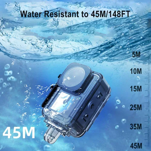 Vista 5 de Funda impermeable para cámara DJI Osmo Action 3/Action 4/Action 5 Pro Horizontal and Vertical Shooting Dive Case,45M/148FT Underwater Deep Diving