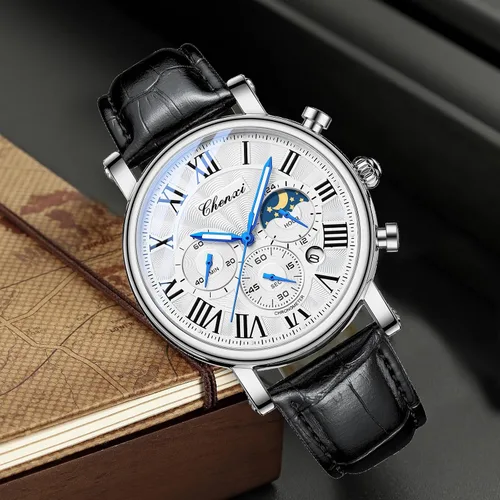 Vista 2 de FANMIS Reloj analógico deportivo militar multifuncional clásico para hombre, vestido de negocios, impermeable, cronógrafo luminoso, cielo