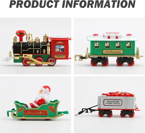 Vista 2 de Juego de tren de Navidad con tren y pista, árbol de Navidad eléctrico con sonidos y luz, juguetes interactivos eduaccionales para niños, regalos