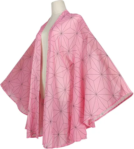 Vista 4 de Kimono de Demon Slayer para mujer capa Nezuko Shinobu Tanjiro para cosplay cárdigan de gasa