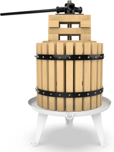 Vista 8 de SQUEEZE master Prensa de frutas, cesta de madera maciza de 1.6 galones/6 litros, prensa de vino, exprimidor tradicional vintage, 6 bloques de prensa