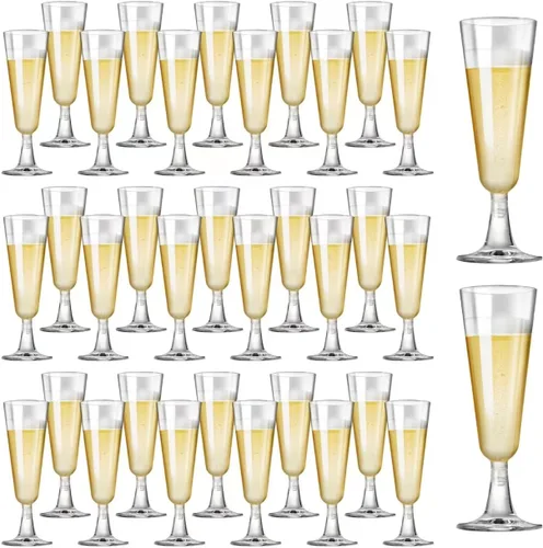 Vista 12 de SUREHOME - Copas de champán de plástico desechables transparentes, copas acrílicas de 5.5 oz para brindis de bodas, baby shower, fiesta