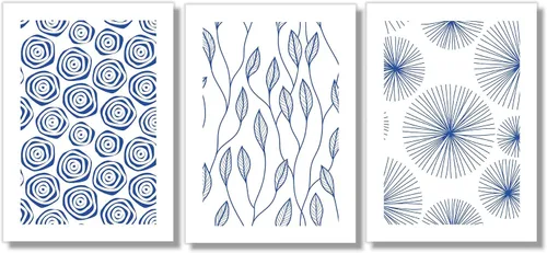 Vista 7 de Mid Century Modern Wall Art Prints - Botanical Abstract Pattern Wall Decor - Collage Set of 9 – 5x7 - Unframed (Blue)