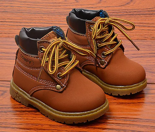 Vista 3 de Happy Cherry Baby Winter Ankle Boots Leather Waterproof Lace Up Boots Flat Boots