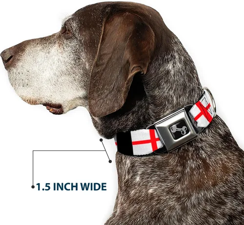 Vista 7 de Collar de perro hebilla de cinturón de seguridad banderas de Inglaterra 9 a 15 pulgadas 1.0 pulgadas de ancho
