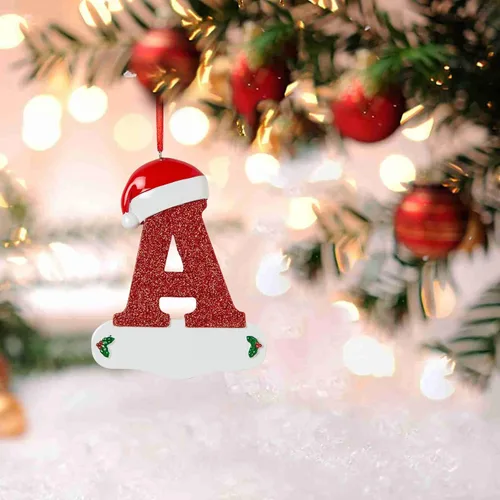 Vista 3 de Adornos de Navidad personalizados de 26 letras, mesa de decoración navideña para interiores (A)
