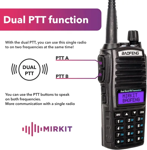Vista 2 de Mirkit Baofeng - Radio de jamón UV-82 MK3 - Walkie Talkies de largo alcance 5 W de potencia máxima Radio bidireccional VHF/UHF 144-148/420-450 MHz