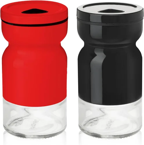 Vista 6 de Juego de saleros y pimenteros con agujeros ajustables para verter – Salero de vidrio y pimienta para sales del Himalaya, Kosher y marinas – Juego
