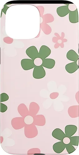 Vista 6 de Funda con diseño floral de margaritas verde salvia y rosa para iPhone 11