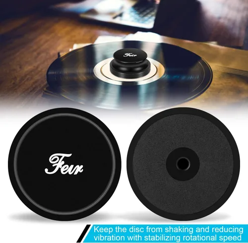 Vista 4 de Abrazadera estabilizadora de peso para tocadiscos – Abrazaderas de peso de aluminio premium de 14 onzas para tocadiscos de vinilo HiFi LP