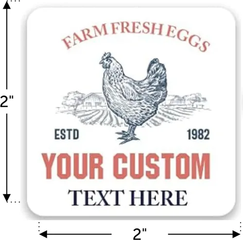 Vista 2 de Etiquetas Adhesivas Personalizables para Cartones de Huevos de Gallina Tamaños de 2"-4" Etiquetas de Empaque Personalizadas para Huevos Frescos