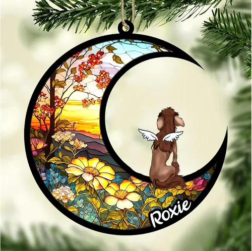 Vista 539 de LOVELYPOD Adorno de Navidad personalizado para perro Basset Hound (marrón) Basset Hound (marrón) adorno para atrapasoles de perro, razas de perros