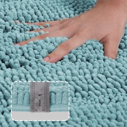 Vista 3 de Turquoize Alfombra de baño de chenilla de lujo para baño, extra absorbente, alfombra de ducha de microfibra antideslizante para baño, alfombra Aqua
