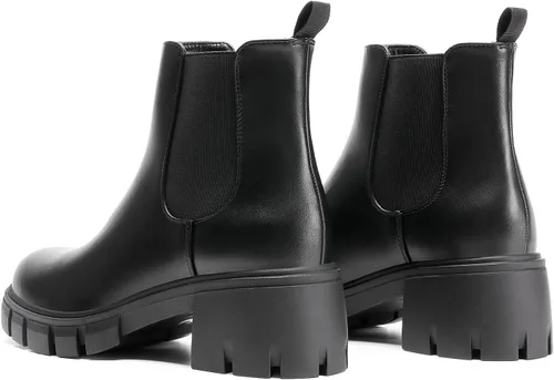 Vista 4 de DREAM PAIRS Botines Chelsea para mujer con tacón bajo y grueso, suela elástica, botines para mujer