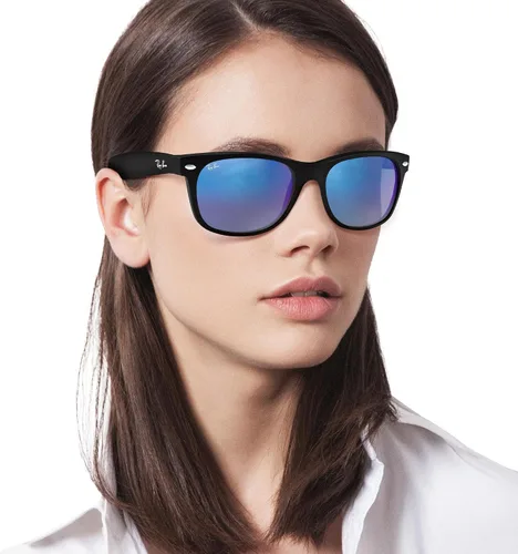 Vista 6 de Ray-Ban Rb2132 New Wayfarer Gradient - Lentes de sol cuadrados Caucho Negro/Gris Espejo Azul