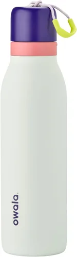 Vista 8 de Botella de agua aislada con tapa Twist de acero inoxidable Owala FreeSip con pajita para deportes y viajes, sin BPA, 24 onzas, Angel Food Cake