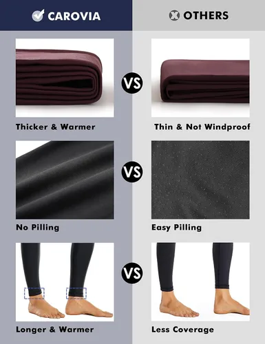 Vista 3 de CAROVIA Leggings con forro polar para mujer con bolsillos mallas de invierno para entrenamiento cintura alta pantalones de yoga de 25 pulgadas