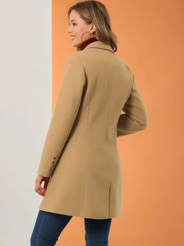 Vista 5 de Allegra K Abrigo de invierno para mujer 2026 otoño con un solo botonadura, gabardina larga