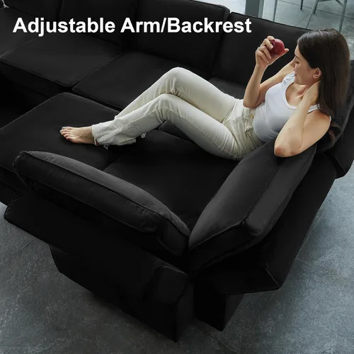 Vista 6 de Belffin Sofá modular modular con asiento de almacenamiento, sofá en forma de U de gran tamaño, sofá modular de terciopelo con terciopelo otomano