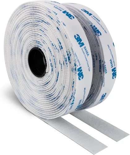 Vista 10 de Cinta Autoadhesiva de Gancho y Bucle 3M de 1" x 20 pies (240 pulgadas) 9448A Sujetador de Tela de Nailon Entrelazado con Respaldo Adhesivo Cinta