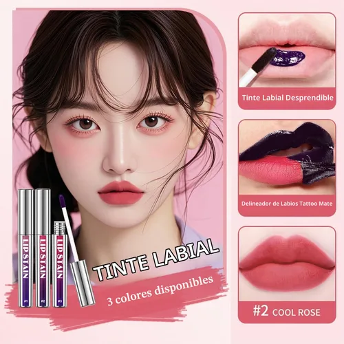 Vista 3 de 3 unidades de tinte de labios despegable, tinte de labios de larga duración, delineador de labios impermeable, delineador de labios que se despega