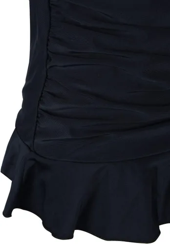 Vista 5 de Hilor - Parte superior del traje de baño tipo tankini retro de los años 50, diseño fruncido y con dobladillo con volantes para mujer