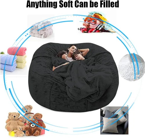 Vista 7 de Funda para puf gigante de 7 pies, (sin relleno, solo funda), ultra suave, para adultos, grande, redondo, suave, esponjoso, sintético, funda