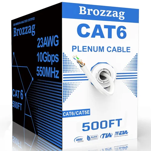 Vista 24 de Cable Ethernet de 20 pies para Cat6/Cat5E, 10 Gbps compatible con Cat8/Cat7, cable de red 24AWG para interiores y exteriores, entierro directo Negro