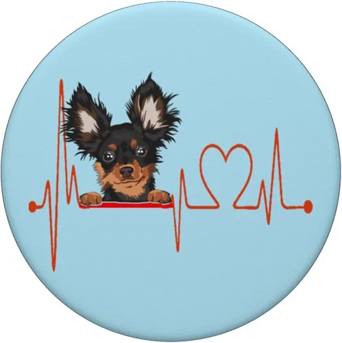 Vista 3 de Juguete ruso Terrier Heartbeat EKG My Dog Is My Valentine PopSockets intercambiables PopGrip