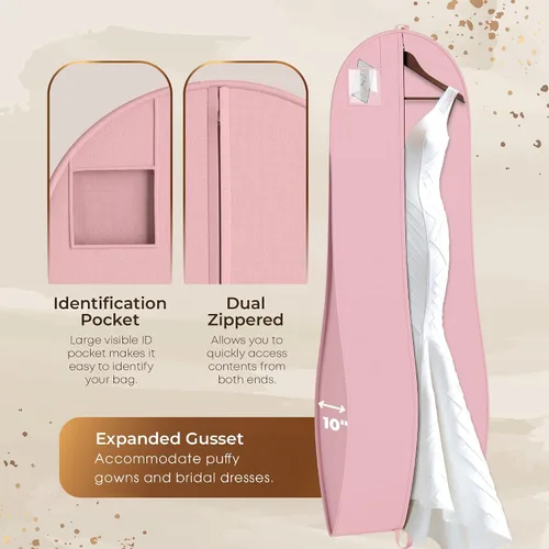 Vista 4 de Your Bags Bolsa de vestir y vestido para mujer, 72 x 24 pulgadas y 10 pulgadas, con fuelle cónico (estampado de vestido rosa y blanco)