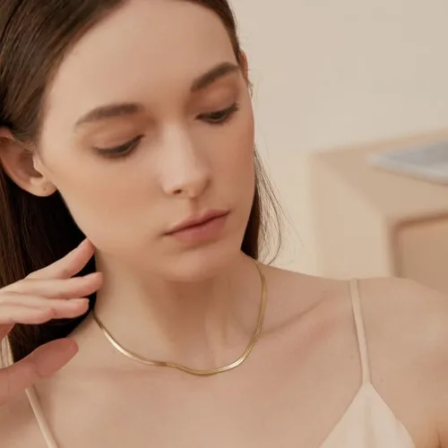 Vista 9 de Collar de serpiente en espiga para mujer, joyería de regalo versátil para mujer, chapado en oro de 14 quilates