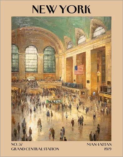 Vista 3 de K&L DESIGN CO. Impresión artística retro vintage de Nueva York, póster sin marco de 11 x 14 pulgadas, recuerdos de la ciudad de Nueva York, bonita