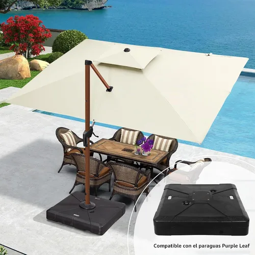 Vista 2 de PURPLE LEAF Base de sombrilla para patio PL210BD, base de sombrilla voladiza, 36.61 x 36.61 pulgadas