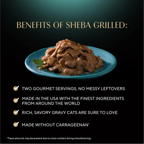 Vista 3 de Sheba Perfect Portions - Alimento húmedo para gatos adultos a la parrilla en salsa salada, pollo marinado, salmón escamoso, atún tierno, bandejas