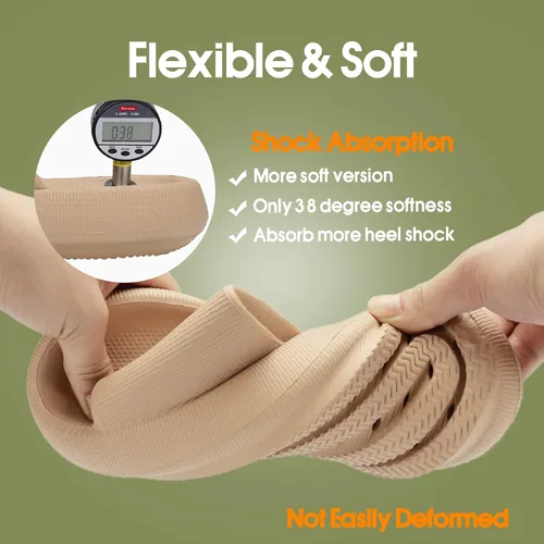 Vista 3 de EQUICK Pantuflas de almohada Cloud Slides para mujeres y hombres, pantuflas de ducha y de baño, ultrasuaves, suela gruesa acolchada