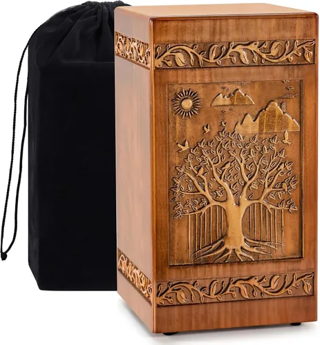 Vista 8 de Urnas de madera hechas a mano para cenizas humanas, adultos, machos y mujeres, 250 libras, grabadas con mariposa, caja de urna de cremación