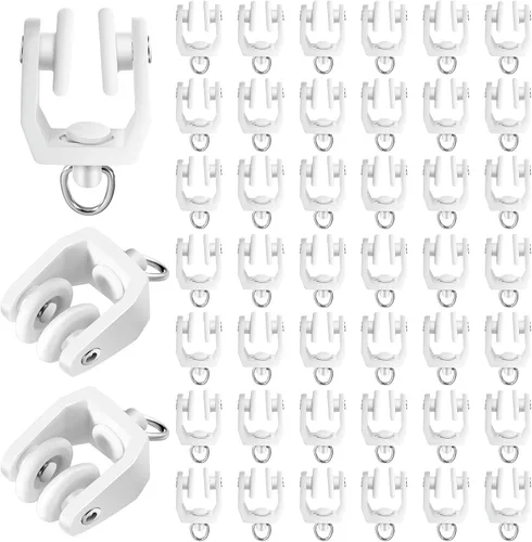 Vista 7 de Jetec 25 piezas de rodillos de cortina de techo a granel, ganchos flexibles flexibles flexibles y flexibles, deslizadores de plástico blanco