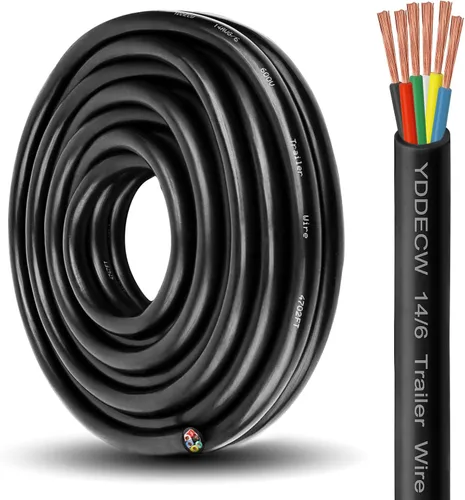 Vista 33 de Cable de Remolque de 4 Vías - Calibre 14, 4 Conductores, 10 Pies, Extensión de Cable Resistente de Cobre Puro, Cordón de Cableado para Remolque RV